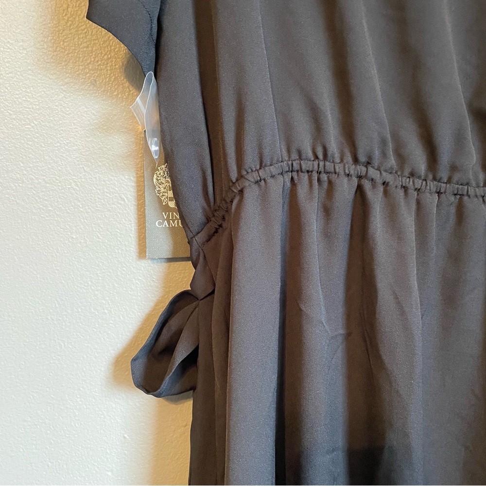 NWT Vince Camuto Sz 1X Wmns Black Collared Short Sleeve Wrap Mini Dress Ret $139 - Picture 14 of 14